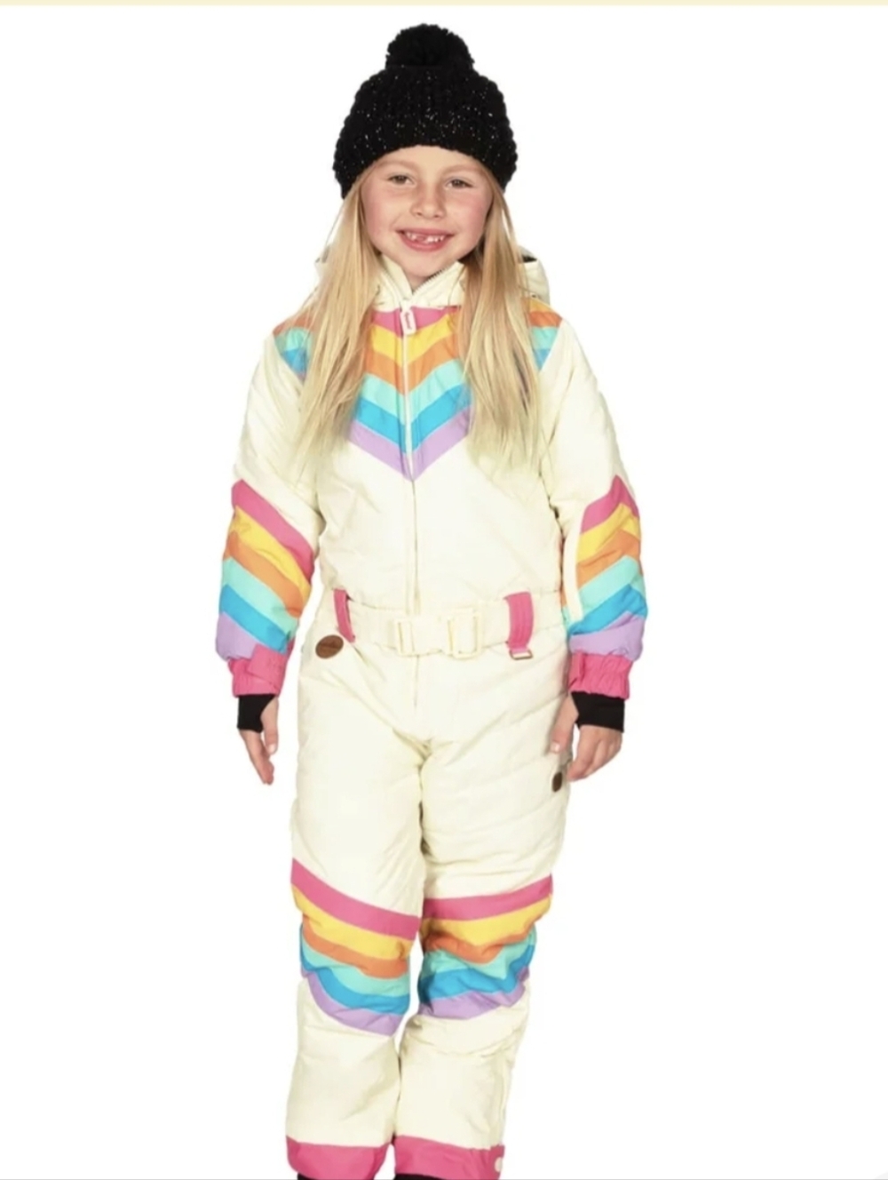 Typsyelves Girls Cream Rainbow Snow Suit Size L 9/10 Ski Gear Outdoors Snowboard